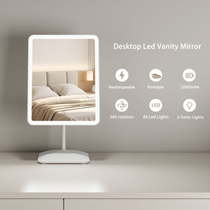 Donne fornitore personalizzato Logo quadrato Make Up ricaricabile da tavolo cosmetico portatile <span class=keywords><strong>specchio</strong></span> per il trucco <span class=keywords><strong>specchio</strong></span> per il trucco con luce a Led - Product Image 2