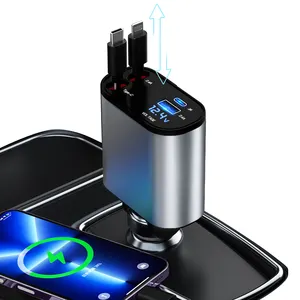 HY 2024 New Manufacturer Direct Supply Retractable Car Charger 60W 4 in 1 Super Fast Charge Car Phone Charger