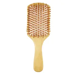 Sikat Anti statis sisir pijat kesehatan sisir bantalan udara sikat rambut Oem sikat kayu bambu dengan Logo dayung kayu