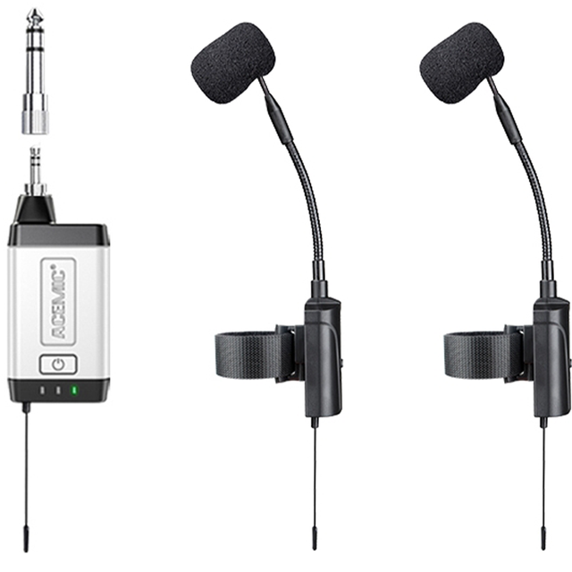 Professional Rechargeable UHF Condenser Microphone System Wireless Saxophone Instrument with Best Mic Clip on Sale
