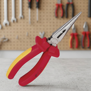 Taiwan Made High Quality Chrome Vanadium Steel Industrial Grade OEM 1000V VDE Insulated Satin Finish 6" <b>Long</b> <b>Nose</b> Pliers - Product Image 2