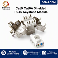Module Keystone RJ45 femelle Cat6a blindé 90 degrés, plaqué or 3u, pour plaque murale
