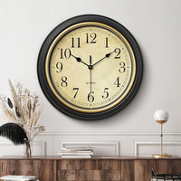 Jam Dinding Vintage Metal Modern Single Face Still Life Hitam Emas Bingkai Ganda Jarum Senyap Tahan Air Ruang Tamu
