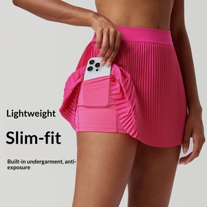 Jupe de sport plissée taille empire pour femme, anti-plis, en polyester, <span class=keywords><strong>couleur</strong></span> unie, idéale pour le tennis, la course et le yoga - Product Image 2