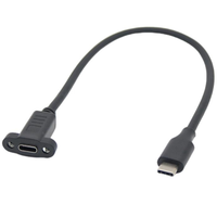 Kabel Ekstensi USB 3.1 Tipe-C Male Female Panel Mount dengan Pengunci Sekrup, Kontak Berlapis Emas, dan Pelindung Jalinan untuk Data dan Mikrofon