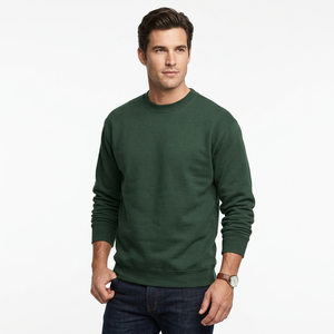 Sudadera de Cuello Redondo para Hombre, Color Verde Oscuro, Estilo Casual, Corte Regular, Tejido Transpirable, 100% Algodón, para Invierno - Product Image 1
