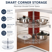 Panier rotatif à grande capacité pour armoire de cuisine, organisateur d'angle moderne multifonction à deux niveaux