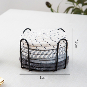 Wholesale 8-Piece Cotton Woven Absorbent Set <b>Drink</b> <b>Coasters</b> with Holder <b>for</b> Home Decor Tabletop - Product Image 5