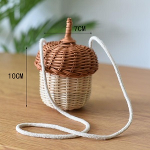 Cestino portaoggetti rotondo in vimini cestini portaoggetti per piccoli contenitori portaborraccia in Rattan di plastica con manici - Product Image 5