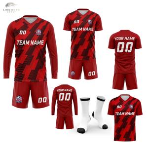 可定制街头服饰足球球衣 热转印印有球员姓名 前面印有徽标 透气速干面料 男女通用成人款 - Product Image 1