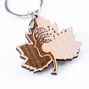 定制木制旅游纪念品圣诞礼物木制激光雕刻钥匙链木制钥匙圈与您的Owb