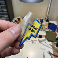 Patch brodé personnalisé éclair, thermocollant, en tissu sergé pour vêtements et vestes, vente en gros