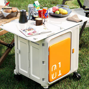 Xinhang शिविर यात्रा तह भंडारण कार्ट फोल्डेबल प्लास्टिक भंडारण ट्रॉली बड़े क्षमता वाले बाहरी तह भंडारण टोकरी - Product Image 2