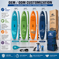 Planche de paddle gonflable (ISUP) personnalisée OEM, robuste, double couche, PVC Fusion, bleu océan, avec accessoires complets et pompe.