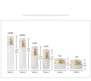 Ensemble cosmétique de luxe vide rond transparent/en verre dépoli 30g 50g pot de crème pour le visage 30ml-120ml emballage de bouteille en verre de lotion/vaporisateur - Product Image 6