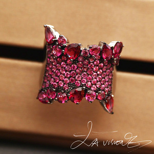 แหวนหยกประดับโรสการ์เนตธรรมชาติ ซีรีส์ Counterattack เครื่องประดับวินเทจสำหรับวันครบรอบ - Product Image 3