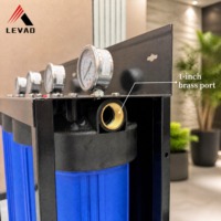 Système de filtration d'eau à boîtier complet noir et blanc avec filtre composite KDF 55 et carbone de 20" x 4,5" 5 microns - Réduction des métaux lourds