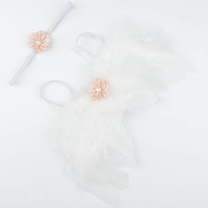 2 Stks/set Schattige Pasgeboren Engelenveren Vleugels Met Baby Meisje Roze Bloem Hoofdband Haaraccessoires Voor Baby Fotografie Rekwisieten - Product Image 2