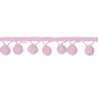 Vente en gros de franges de boules roses moelleuses, garnitures de pompon jaune pour rideau de vêtements de bébé