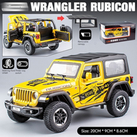 Modèle de voiture miniature en métal à l'échelle 1:24, Wrangler Rubicon, jouet avec effets sonores et lumineux, action de recul, 4 portes ouvrables, grandes roues, tout-terrain, pour garçons