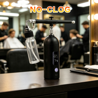 Airbrush Cat Semprot Gravitasi Premium Isi Ulang untuk Kit Rambut & Jenggot Barber, PSI Konstan, Monitor LED, Pengaturan Kecepatan yang Dapat Disesuaikan