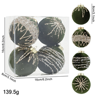 8cm Samt-Perlen-Weihnachtskugel-Set mit 4 Stück Luxuriöse Stoffbezogene Christbaumkugeln Weihnachtsbaum-Dekoration Festliche Party-Deko