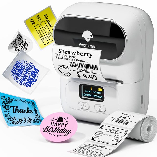 Phomemo M110 Label Printer Marcode for Shipping Labeling QR Code Clothing Mailing Sticker Printer for Phone PC Label Makers