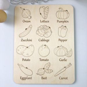 Rompecabezas de madera con forma de vegetales, juguete educativo para niños, mejora las habilidades cognitivas, la coordinación ojo-mano y el juego creativo, artesanías de madera - Product Image 1