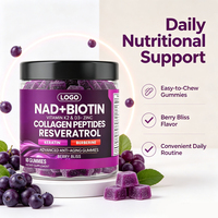 Gummies NAD Biotine Collagène Peptides Resvératrol avec Kératine et Berbérine Saveur Baies – 60 Unités – Complément Beauté Cheveux Peau Ongles