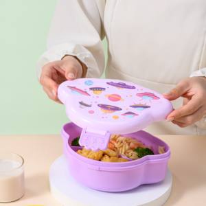 กล่องข้าวเด็กทรงสี่เหลี่ยมน่ารัก S10 กล่องเบนโตะพกพา ป้องกันการรั่วซึม ภาชนะใส่อาหารสำหรับโรงเรียน ปิกนิก ปลอดสาร BPA ฝาพลาสติกสามารถอุ่นได้ - Product Image 4