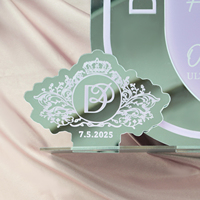 Tarjeta de mesa de menú de bebida de firma de acrílico púrpura y espejo dorado de alta calidad para bodas, fiestas y eventos especiales