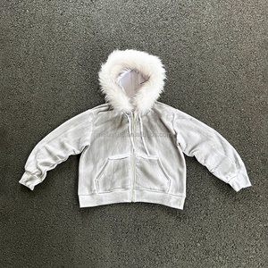 Custom <b>Fur</b> Hoodie Zip up <b>Coat</b> Blank Plain Design Jackets Oversized Heavyweight 100% Cotton Boxy Hoodie Manufacturer - Product Image 1
