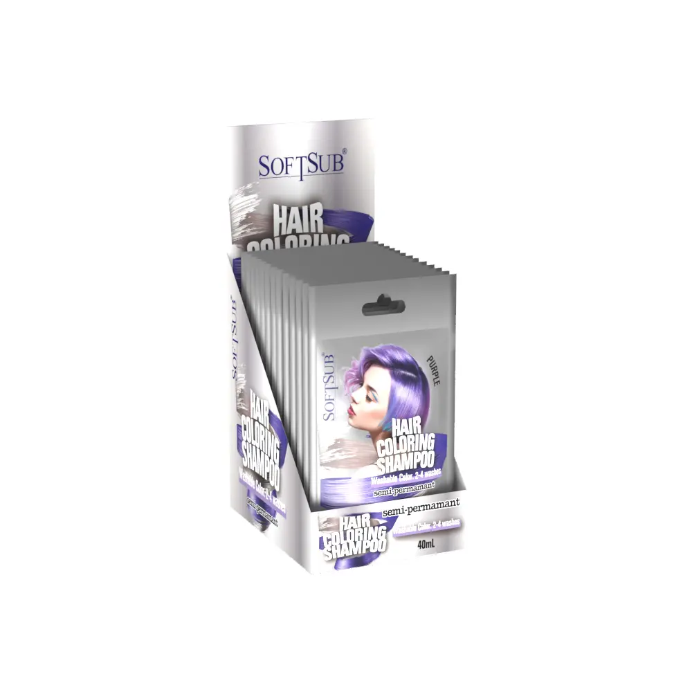 Nouvelle couleur de cheveux OEM avec GMPC usine Vente en gros Sachet de shampooing semi-permanent Brillant rose violet Cheveux Coloration facile