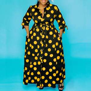 Robe Kaftan Longue Grande Taille Femme à Pois Larges Teints Unis, Qualité Supérieure, Tendance Automne/Été 2026 - Product Image 5