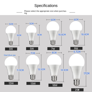 Bombilla LED A60 con base de tornillo E27-Luz de ahorro de energía para iluminación del hogar-Opciones de luz blanca, amarilla y cálida - Product Image 3