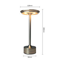 Lampe de table moderne décorative rechargeable à LED sans fil en métal avec commande tactile, lampe de table portable pour restaurant et hôtel