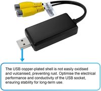 Adaptador de salida de video USB a Cvbs a cable de interfaz RCA Entrada USB Salida de video de 2 puertos a accesorios de radio de automóvil