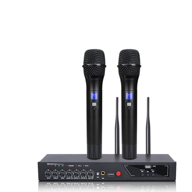 New Professional Handheld Metal Wireless Microphone Set with 1 Year Warranty-Cordless for Vocal Use