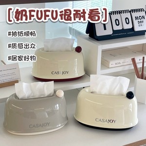 Cream Color Plastic Tissue Box With Spring Mechanism For Home Bedroom <b>Desktop</b> Use - Product Image 5