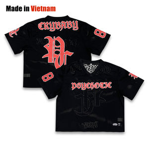 Camiseta de fútbol americano de gran tamaño con cuello en V retro con diseño de sublimación - Product Image 1