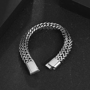Pulsera de Acero de Titanio Estilo Europeo Americano, Cadena Cuadrada de Doble Hilera, Dorada, Plateada, Negra, Geométrica, Regalo de Moda para Hombre CE603 - Product Image 2