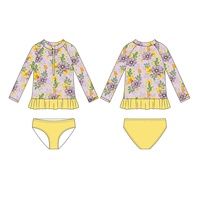 OEM ODM Custom OEKO-TEX meisjes badpak met lange mouwen UPF 50 rash guard met rok kinder zwemkleding groothandel