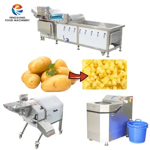 Máquina de processamento estável, máquina de lavar e secar vegetais, máquina de cortar batatas em cubos para plantas de processamento de frutas e vegetais