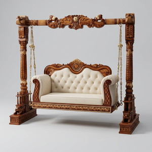 Columpio Jhula de madera de teca india de la mejor calidad, columpio tradicional tallado a mano para sala de estar. Compre un columpio tradicional de madera maciza. - Product Image 1