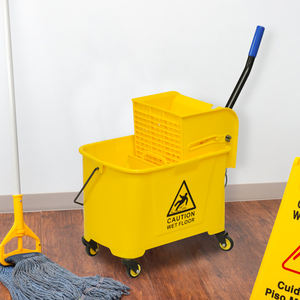 Carro de fregona de plástico con escurridor, resistente, comercial, con cubo de >30L, ecológico, para hoteles, restaurantes y limpieza - Product Image 2