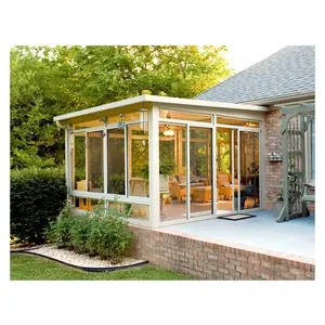 Prefabricated Glass House Sun Rooms Glass Solarium Room Additions Insulating Glass Aluminum Panel Door Outdoor All Season CN;GUA