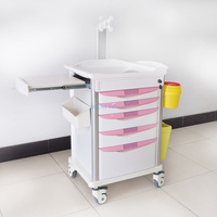 Chariot d'urgence vétérinaire OSCAT ABS, série multi-tiroirs avec roues à frein silencieux, équipement vétérinaire pour cliniques vétérinaires
