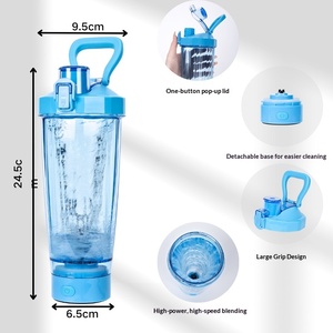 Bouteille shaker électrique rechargeable par USB 450 ml, gobelet mélangeur vortex, lumière colorée, pour la salle de sport, le fitness, les protéines en poudre - Product Image 3