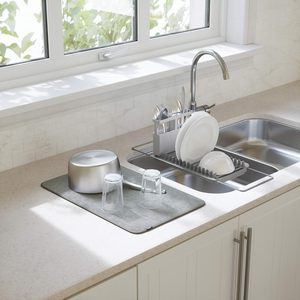 Kitchen Countertop Multifunctional Fork Spoon Drying <b>Rack</b> Kitchen Storage Draining <b>Rack</b> With Mat - Product Image 2