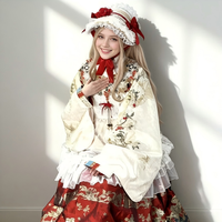 Ensemble Lolita chinois pour adulte, style Ming, mélange Hanfu, col croisé, broderie riche, grande jupe évasée, tenue Lolita